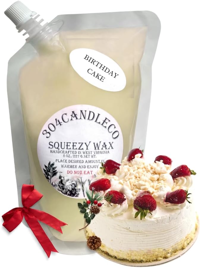 304CandleCo Large Squeeze Soy Wax Melt - 50 SCENTS! - Highly Fragrant & Hand-Crafted - Easy Mix & Match - American Made - Perfect for Wax Warmers (3oz, Birthday Cake)