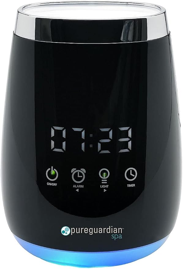 PureGuardian Diffuser for Essential Oils, Ultrasonic, Cool Mist, Aromatherapy Creates Relaxing Environment, Optional Night Light, Alarm Clock, Timer, Up to 5-8 Hours, SPA260