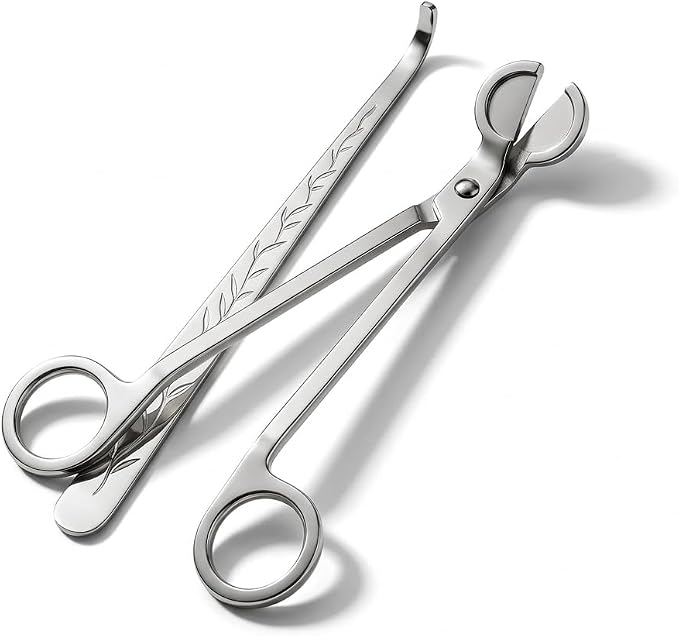 Candle Wick Trimmer and Snuffer Set, 7.9 inch Wick Scissors and Dipper Hook, 2-Piece Candle Accessory Kit, Copper Nickel Plated