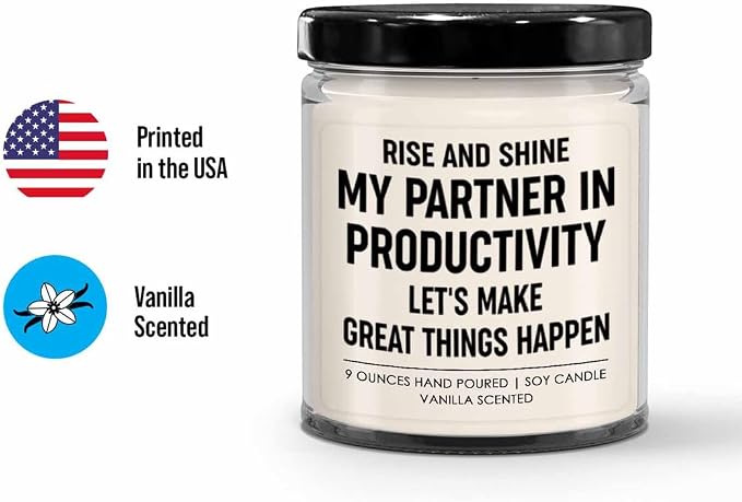 Coworker Sarcasm Vanilla Candle - Partner in Productivity - Chaos Coordinator Gifts Coworker Leaving Inspirational Farewell Gift Work Friend Employee