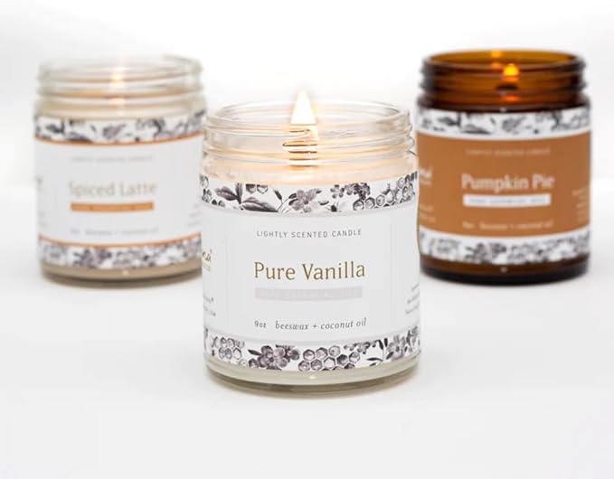 Fontana Candle Co Wood Wick Beeswax Jar Candle, Warm and Cozy Bundle – Made Safe with Coconut Oil & Pure Essential Oils – 35+ Hrs Clean Burn, Long Lasting and Non-Toxic Candles for Home & Room Decor