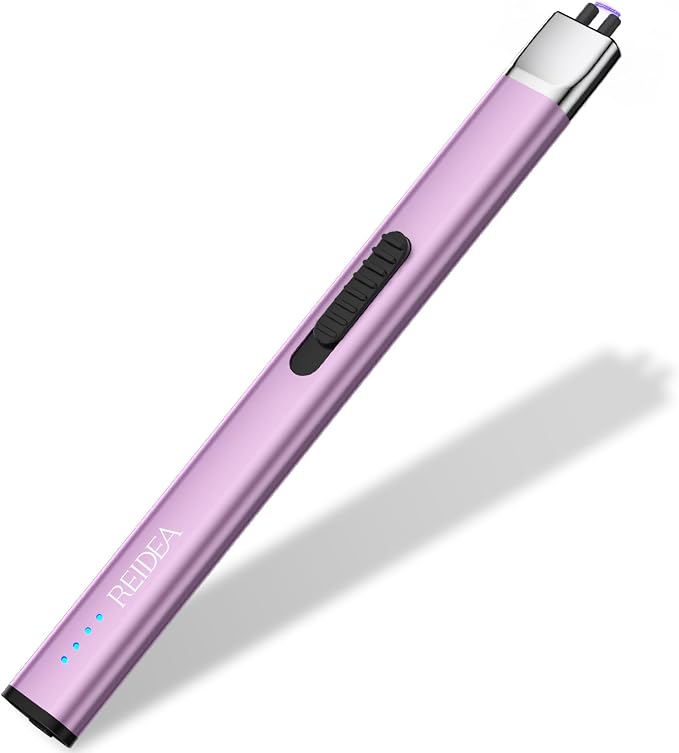 REIDEA Lighter for Candle Electric USB Rechargeable with Security Lock, Windproof Fast Heat Sinking, Non-Slip Switch Electronic Lighter, R1 (Lavender Purple)