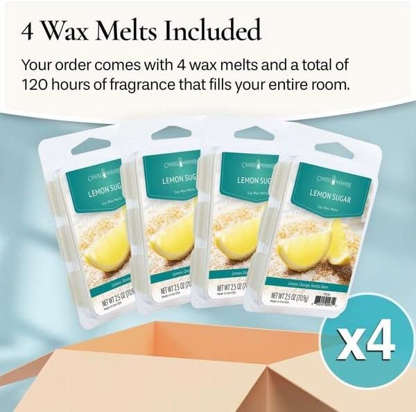 Candle Warmers Etc Classic Wax Melts 2.5oz, Lemon Sugar Fragrance (4-Pack) – Each Pack has x4 2.5 oz Wax Melts and 30 Hours of Fragrance – Perfect for bedrooms, Living Rooms, and bathrooms