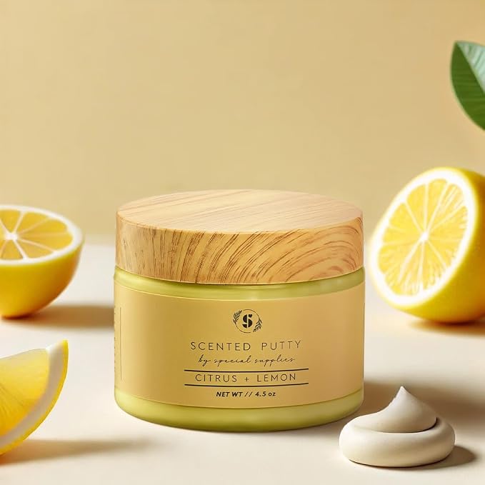 Special Supplies Scented Therapy Putty Dough - Infused with Pure Essential Oils for Aromatherapy and Meditation- Relaxation Gifts for Kids and Adults - Non-Stick (Citrus + Lemon (4.5 oz))