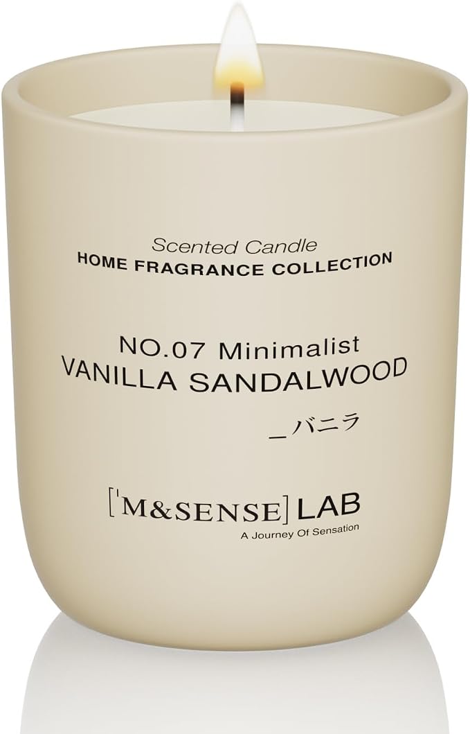 M&SENSE Natural Soy Candle| Vanilla Sandalwood | 5.3 oz | Mini Spring Scented Candles for Relaxation,Meditation, Home Décor | for Bedroom, Office, Party Small