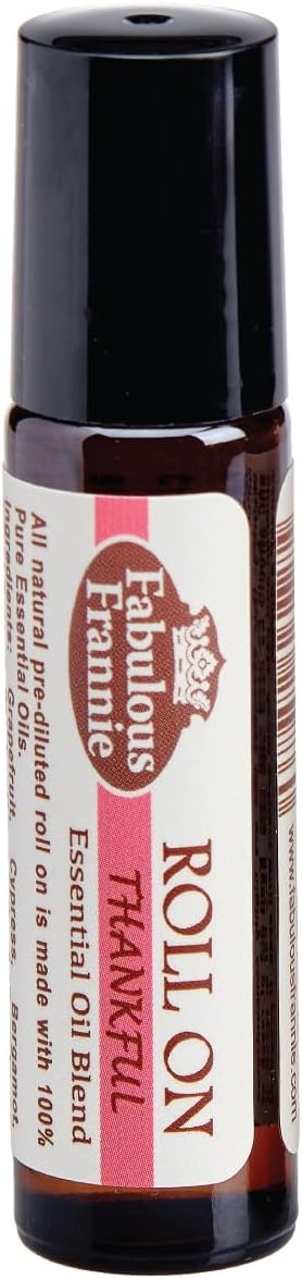 Fabulous Frannie Thankful Pre-Diluted Essential Oil Blend Roll-On Made with Pure Essentials Oils and Coconut Oil (Bergamont, Cypress, Patchouli and Ylang Ylang) 10ml