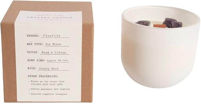 Sugarboo Fluorite Crystal Candle - Volume Two, 11oz Soy Blend, 44hr Burn Time, Citrus and Musk Scent, Cherry Woodwick Stem