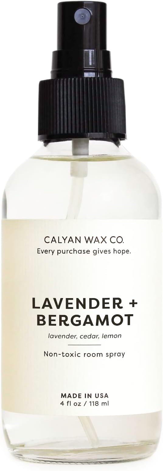 Calyan Wax Co. Lavender & Bergamot Room Spray - Clean Air Freshener - Natural Room Deodorizer - Air Freshener Spray for Home - 4 fl oz