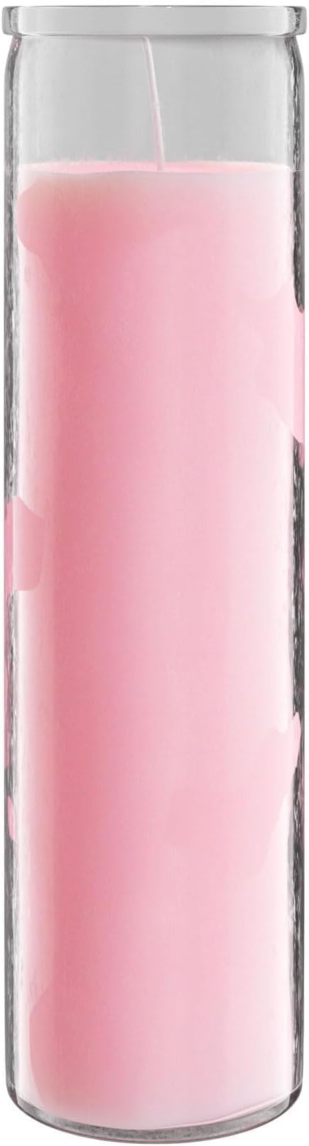 Simply Soson 2x8 inch Pink Devotional Candles in Glass Jar - 1 Piece - 90 Hours – Prayer Candle - Tall Pillar Candles for Religious, Memorials, Party Decor