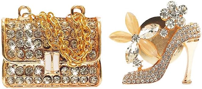Car Decor Fresheners For Women Bling Car Accessories Air Outlet Decoration Bling For Women Aromatherapy Air Vent Clip Charm, air freshener High Heel Bag,Gold