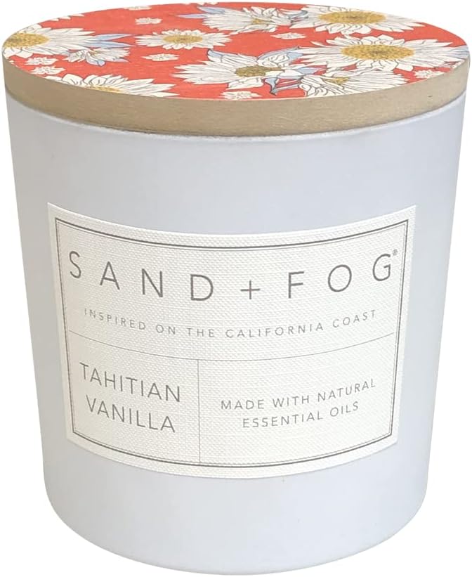 Sand + Fog Scented Candles - Tahitian Vanilla - Additional Scents and Sizes - 3 Wicks 100% Cotton Lead-Free - Luxury Air Freshening Jar Candles - Perfect Home Decor - 21 oz