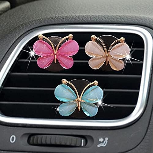 3Pcs Lovely Butterfly Car Clip, Cute Air Conditioning Outlet Diffuser Charm, Vent Accessories, Interior Decor for Girls & Women