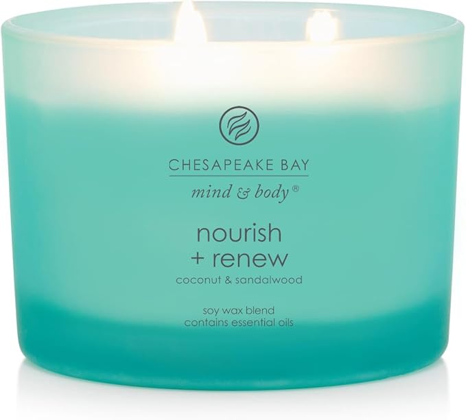 Chesapeake Bay Candle Mind & Body 3-Wick Coffee Table Jar Candle Nourish + Renew (Coconut & Sandalwood)