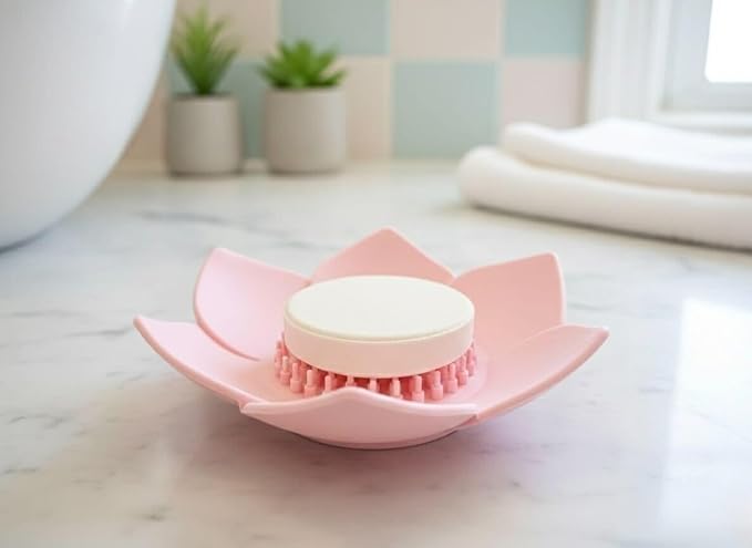 MESMOS Lotus Shower Steamer Trays, Silicone Soap Holder & Small Shower Steamer Dish, Self Draining Flower Tray for Spa Gifts, Self Care & Mom Relaxation