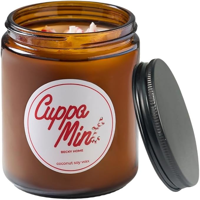 Peppermint Candle, Christmas 9oz Jar, Holiday Home Accent, Candy Cane Aroma, Fresh Winter Scent, Seasonal Gift Candle for Men and Women