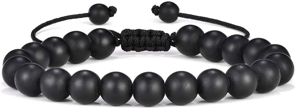 M MOOHAM Mens Bracelet - Beaded Natural Stone 8mm Tiger Eye Matte Agate Lava Rock Bracelets for Men Teen Boys Grandpa Dad Birthday Gifts Jewelry