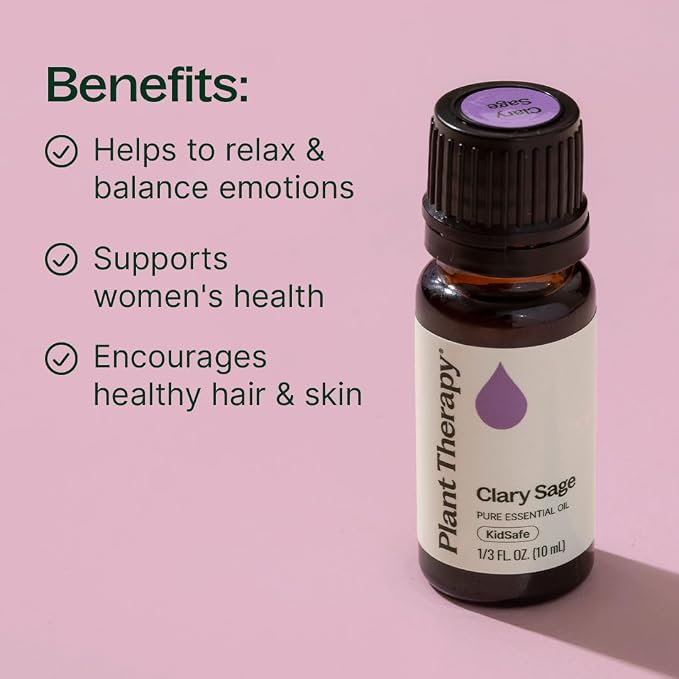 Plant Therapy Clary Sage Essential Oil 100% Pure, Undiluted, Natural Aromatherapy, Therapeutic Grade 10 mL (1/3 oz)