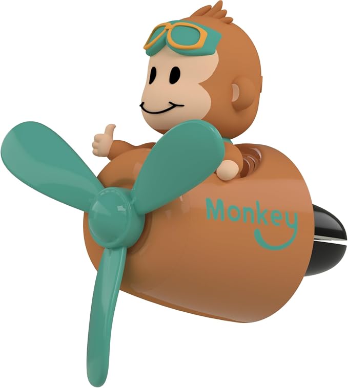 Pilot Monkey Cute Car Diffuser - Rotating Propeller Cartoon Automotive Air Outlet Fan Creative Car Perfume Decoration - Automotive Air Fresheners