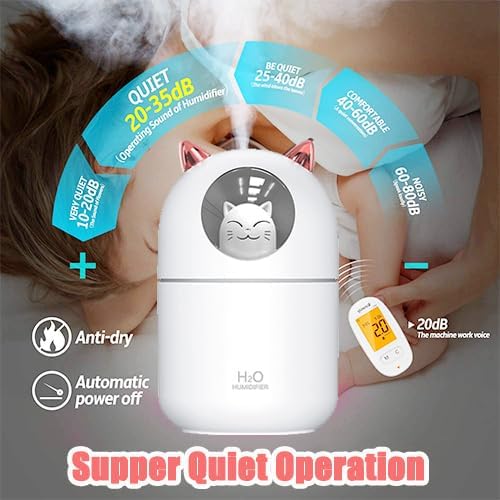 Portable Small Humidifier, YIMIKE 300ml Mini Cool Mist Humidifier with Night Light, USB Personal Humidifier Auto Shut-Off, Ultra-Quiet, 2 Spray Modes, Suitable for Home Office Travel