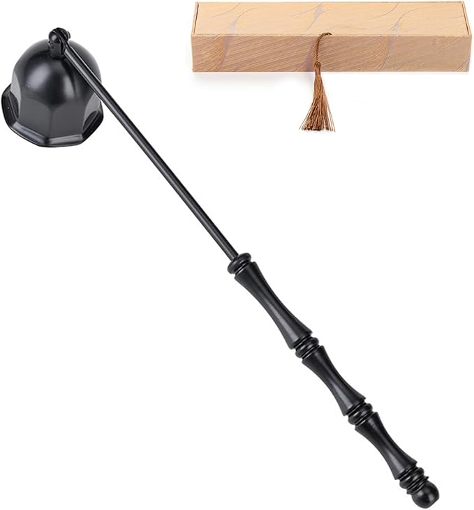 Candle Snuffer Extinguisher,Polished Stainless Steel Candle Wick Flame Extinguish Cover Vintage Tool,Candle Accessory Gift Box (Black)