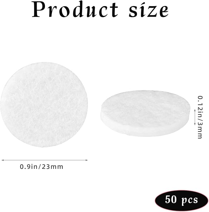 50pcs Diffuser Refill Pads, 0.9in/23mm Unscented Aroma Replacement Pads for Humidifier Air Purifier Plug-in Diffuser Car Vent Clips Home and Office Use