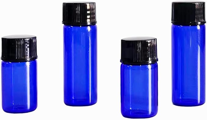 36Pcs Cobalt Blue Glass Bottles For Essential oils 5ml, Empty Refillable Vials Sample Bottles, with Orifice Reducers and Black Caps ﻿ (5ml)