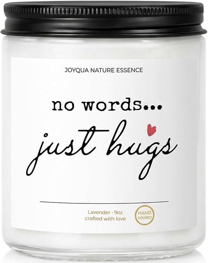 Sympathy Gifts for Loss of Loved One, Memorial Candle 9oz Lavender Scented Soy Candle, “No Words… Just Hugs” Remembrance & Bereavement Gift, Grief Gifts for Women, Condolence Gift, 50 Hour Burn, st