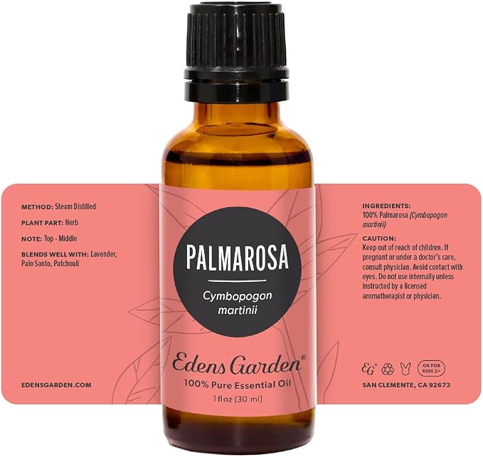 Edens Garden Palmarosa Essential Oil- 100% Pure Premium Grade, Undiluted, Natural, Therapeutic, Aromatherapy, The Best for Diffuser, Skin, Candle, Laundry 30 ml (1 fl oz)