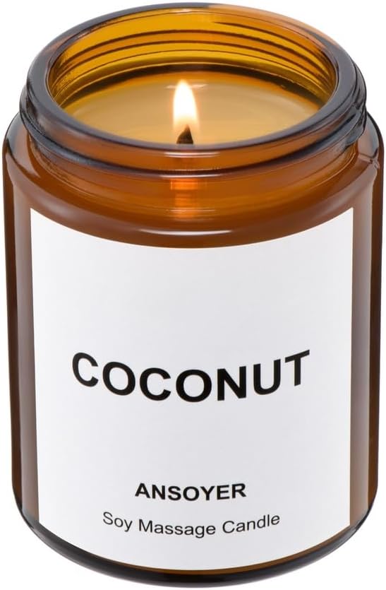 Massage Oil Candle, Coconut Scented Candle for Spa Use, Ultra Hydrating Body Care with Soybean Oil, 4.5oz