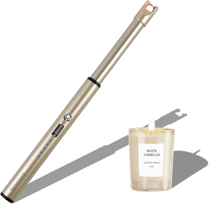 Electric Candle Lighter Windproof USB Rechargeable Flameless Long Neck Lighter for Candles Gas Stove Fireplace BBQ Kitchen Grills (Champagne Gold)