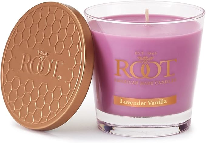 Root Candles Scented Candles Honeycomb Veriglass Premium Handcrafted Beeswax Blend Candle, Small, Lavender Vanilla