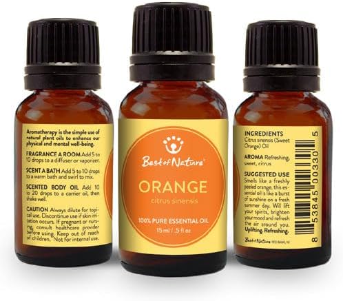 Best of Nature Essential Oil Gift Set – 100% Pure Oils for Diffuser, Aromatherapy, and DIY – Includes Lavender, Eucalyptus, Peppermint, Orange & Tea Tree
