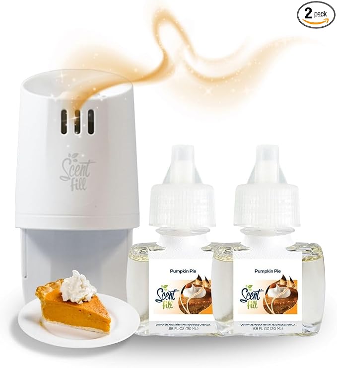 Scent Fill Pumpkin Pie Plug in Air Freshener, Scented Oil Refills, 2 Refills + Diffuser