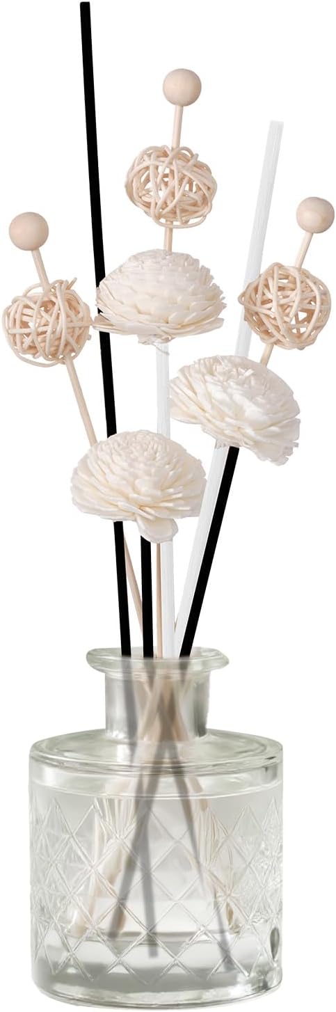 50 Pcs Reed Diffuser Sticks Rattan Flower Reed Fragrance Diffuser Set Diffuser Sticks for Office Home Decor (50, Black and White, 11'')