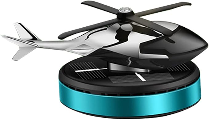 Car Air Freshener,Al Alloy Solar Helicopter Diffuser,Home&Car Décor|Blue | Solar-powered Rotating Diffuser for Car & Home. No Battery Needed. Aviation Al Interior Décor Freshens Air Naturally