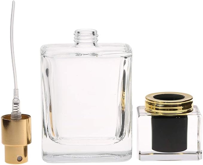 Refillable Perfume Bottle, 50ml/1.75fl oz Portable Glass Empty Perfume Refillable Containers Bags-Cases Replacement, Transparent Dropper Cologne Atomizer