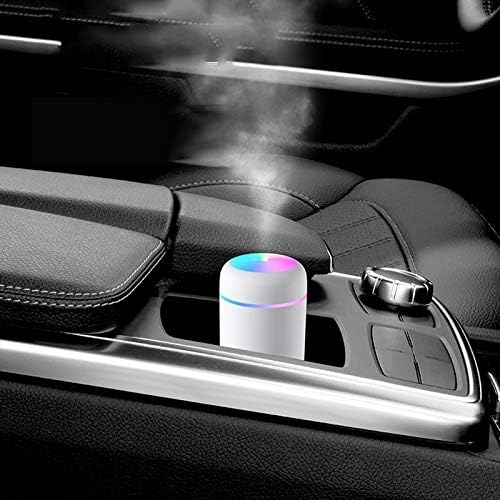 Colorful Cool Mini Humidifier,Essential Oil Diffuser Aroma Essential Oil USB Cool Mist Humidifier,2 Adjustable Mist Modes, Super Quiet,for Car,Office,Bedroom(White)