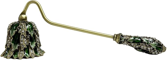 Candle Snuffer Vintage Unique Candle Extinguisher Snuffer with Long Handle Decorative Candle Extinguisher Metal Candle Stopper Candle Accessories Gift (Green)