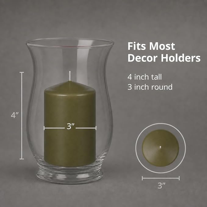 yummi 3" x 4" Olive Round Pillar Candles - 3 per Pack