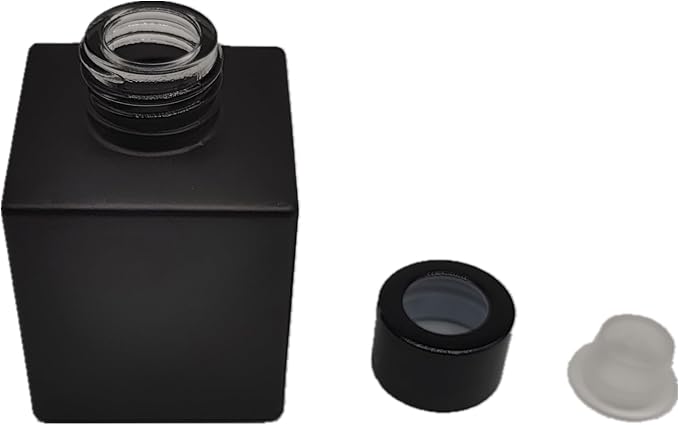 4PCS Reed Diffuser Bottle,Empty Matte Black Glass Jar,Fragrance Replacement Container 100ml(4, Square)