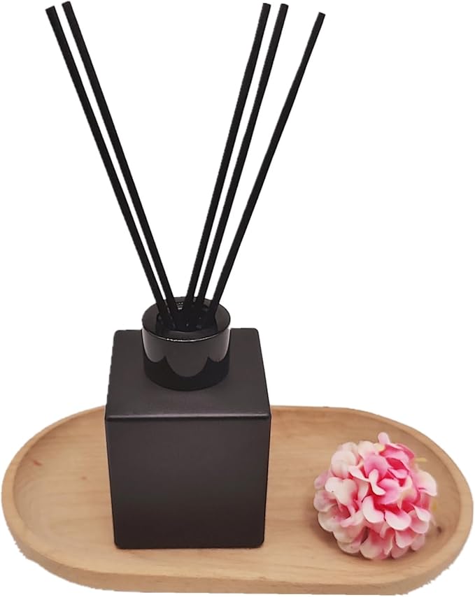 4PCS Reed Diffuser Bottle,Empty Matte Black Glass Jar,Fragrance Replacement Container 100ml(4, Square)