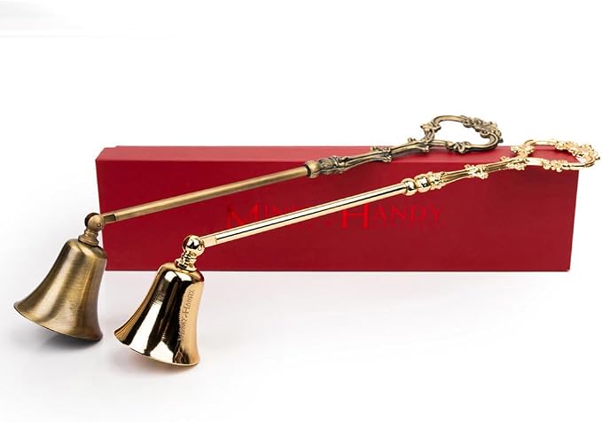 Vintage Candle Snuffer Brass, Candles Flame Extinguisher with Long Handle, Accessory for Candle Lovers (Gold)