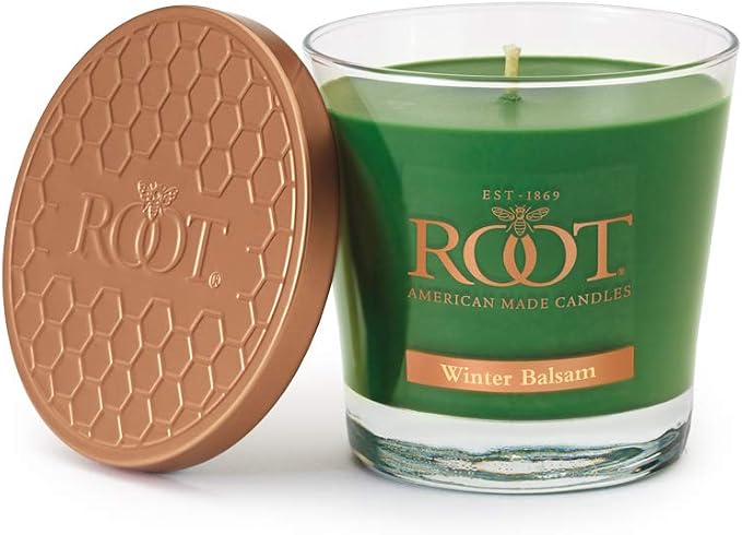 Root Candles Holiday Scented Candles Honeycomb Veriglass Premium Handcrafted Beeswax Blend Candle, Small, Winter Balsam