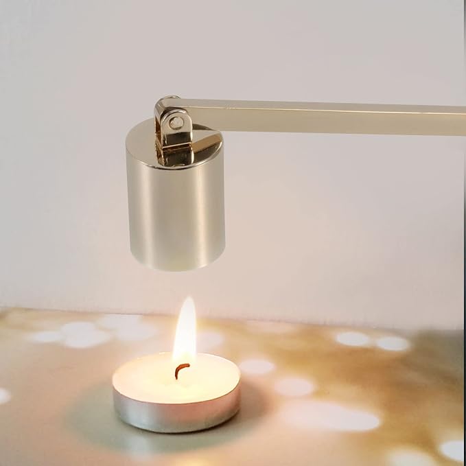 3 PCS 6.3 Inch Candle Snuffer Accessory, Stainless Steel Golden Candle Extinguisher with Long Handle and Straight Tube, Candlesnuffers Extinguish Candle Wicks for Tea Light Candles