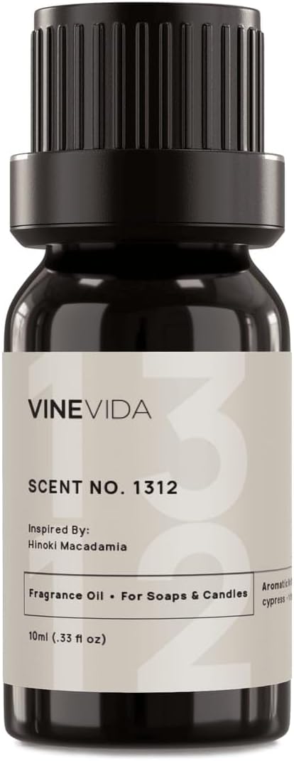 VINEVIDA Scent NO. 1312 Fragrance Oil - 10mL - Inspired by: Hinoki Macadamia Fragrance Oil for Candle Making - Made in USA Candle Scents Scents for Soap Making