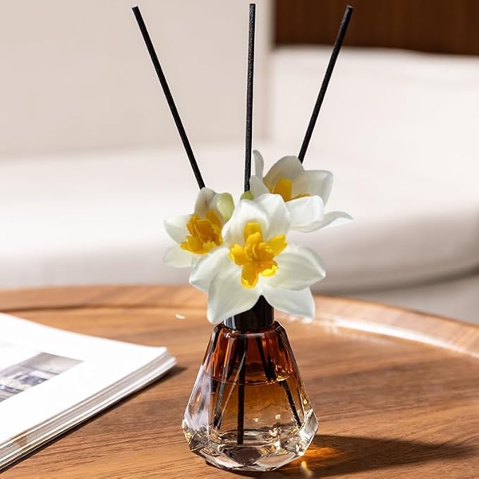 Empty Reed Diffuser Bottle and Black Reed Diffuser Sticks Refill Set for Bathroom Hotel Home Decoration Refillable (3, Brown Conical, 60ml)