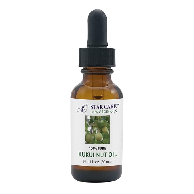 100% Pure Kukui Nut Oil 1oz Cold Pressed Virgin Moisturizer for Hair, Scalp & Face - Natural Skin Repair Body Oil with Omega 3, 6, 9 & Vitamins UV Glass Bottle with Dropper
