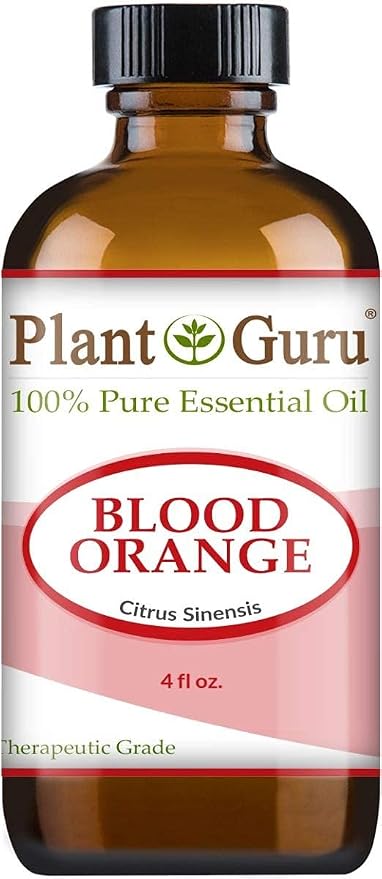 Blood Orange Essential Oil 4 oz. 100% Pure Undiluted Therapeutic Grade Citrus Sinensis, Cold Pressed from Fresh Peels, for Aromatherapy Diffuser, Relaxation and Calming, Natural Cleaner.