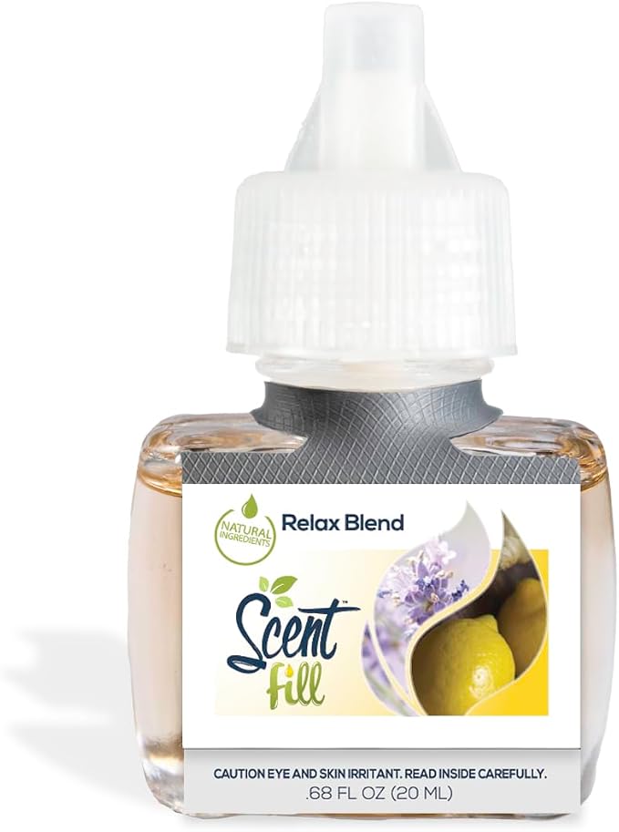 Scent Fill Fall Plug in Air Freshener Kit (Relax Blend, Cinnamon Apple, Orange Clove, Sweet & Spicy Cinnamon Nutmeg), 4 Refills + Diffuser
