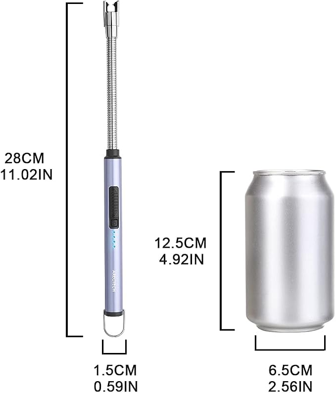 ARECTECH Electric Arc Candle Lighter Flameless Rechargeable USB Long Lighter for Candle Cooking BBQs Fireworks Blue